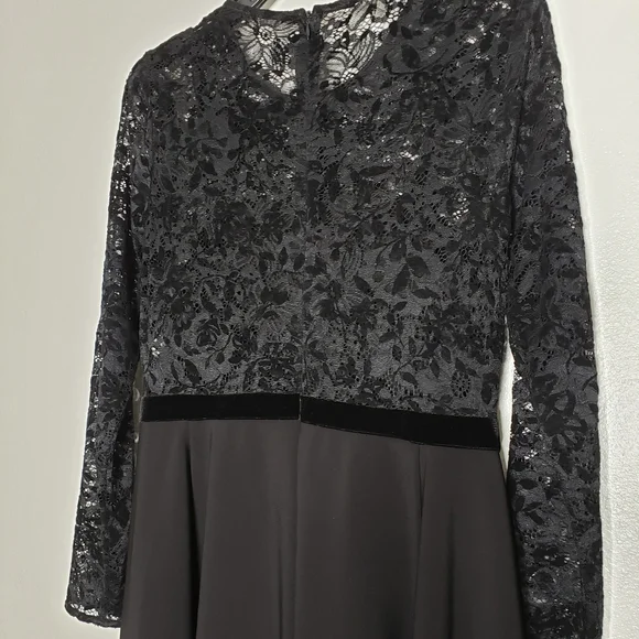 NEW Ralph Lauren Lace Bodice Dress Fit & Flare Long Sleeve Elegant Designer Chic - Picture 9 of 15